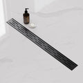 28 in Rectangular Linear Shower Drain with Brick Pattern Grate - Sleek