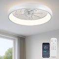 20in Ceiling Fan with Light, Low Profile Flush Mount - Quiet DC Motor
