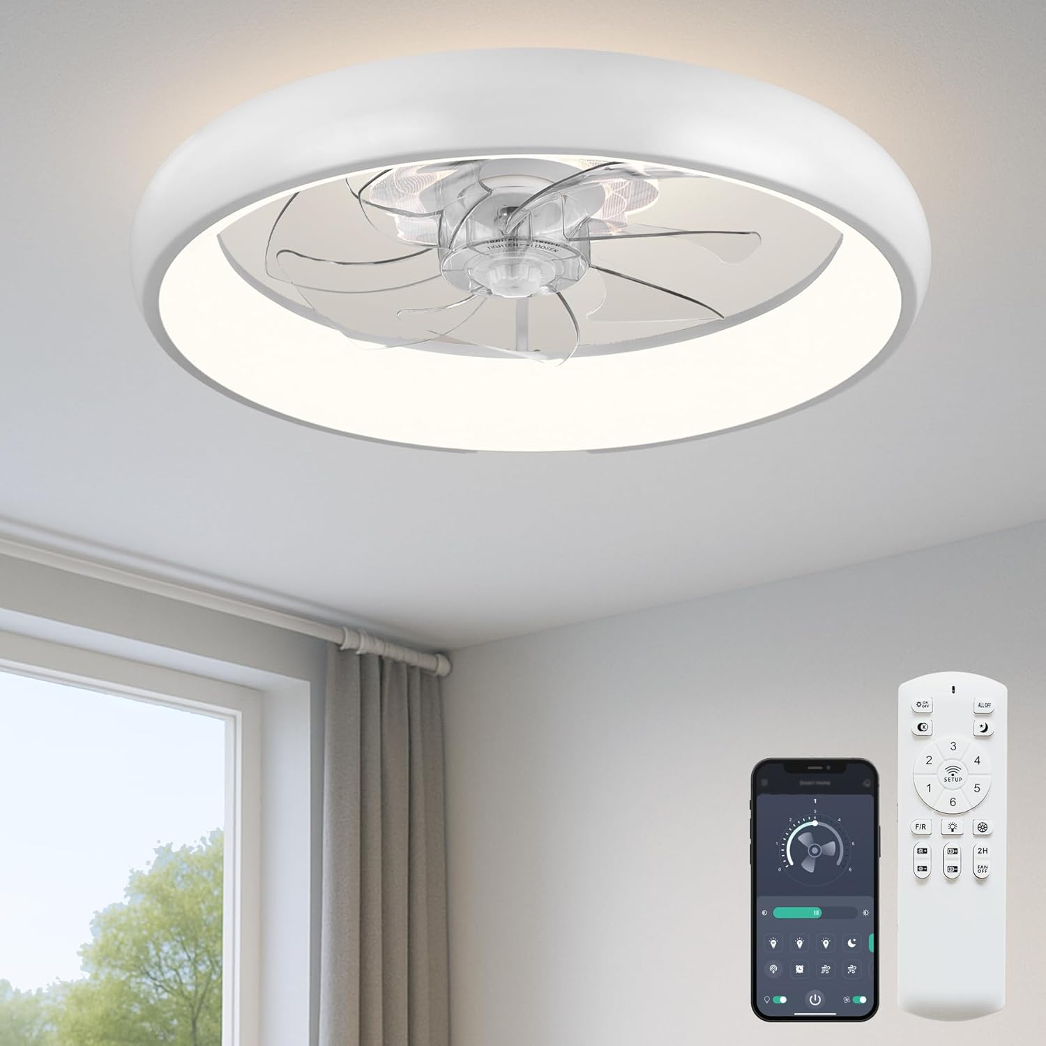 20in Ceiling Fan with Light, Quiet DC Motor & Remote Control
