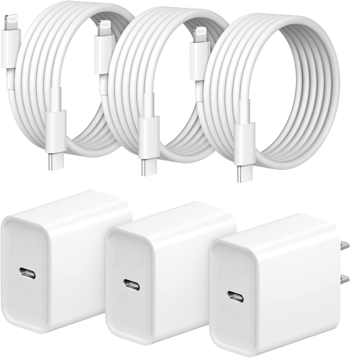 STAMISH Fast Charger Set for iPhone 20W 3+3Pack