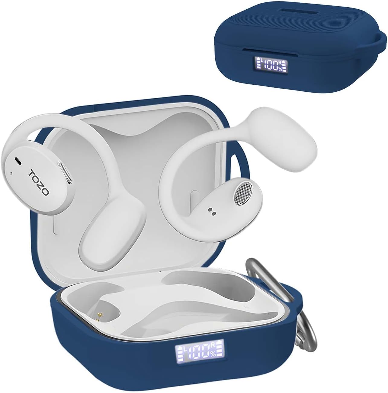 Front LED Visible Silicone Case for TOZO OpenEgo - Blue