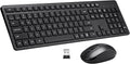 Silent 2.4G Wireless Keyboard & Mouse Combo - Full Size, 1600 DPI Opt. Mouse (Black)