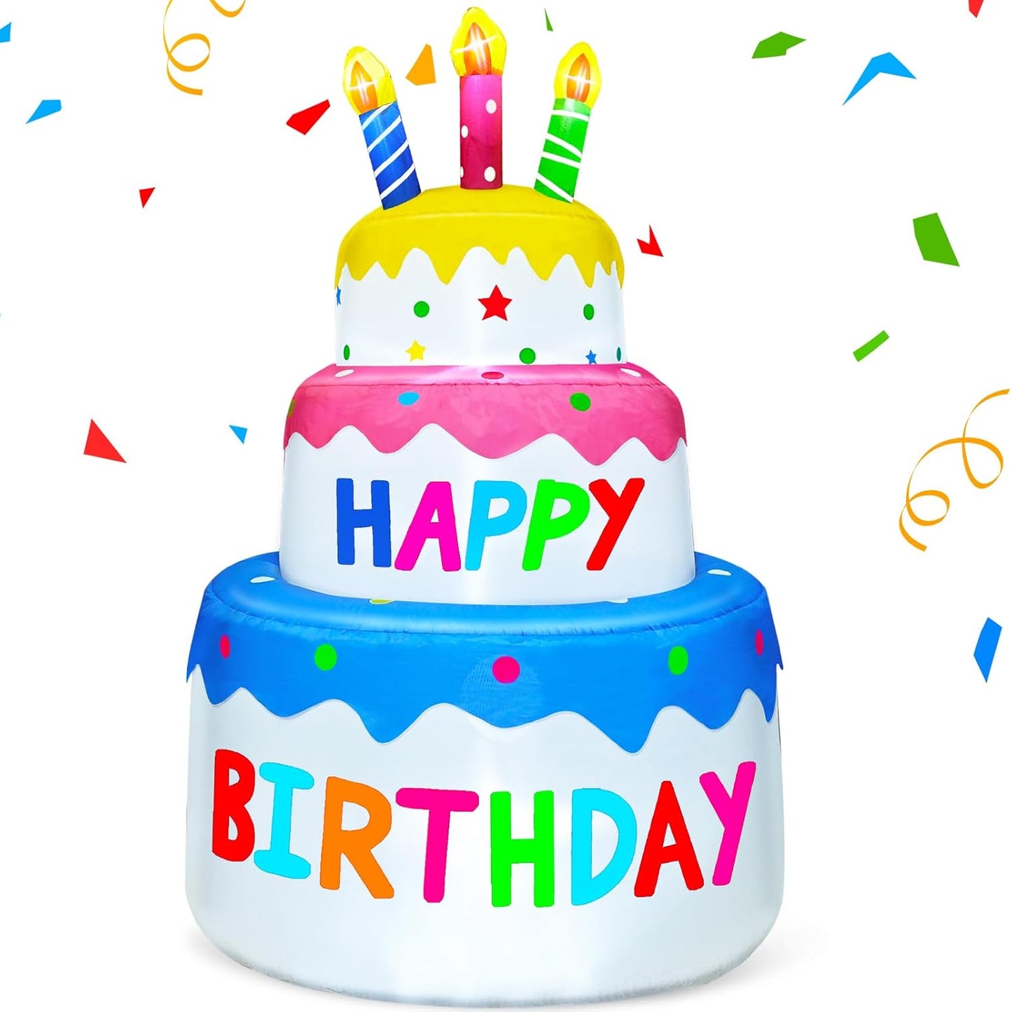 6 Ft Inflatable Happy Birthday Cake Decorations for Parties