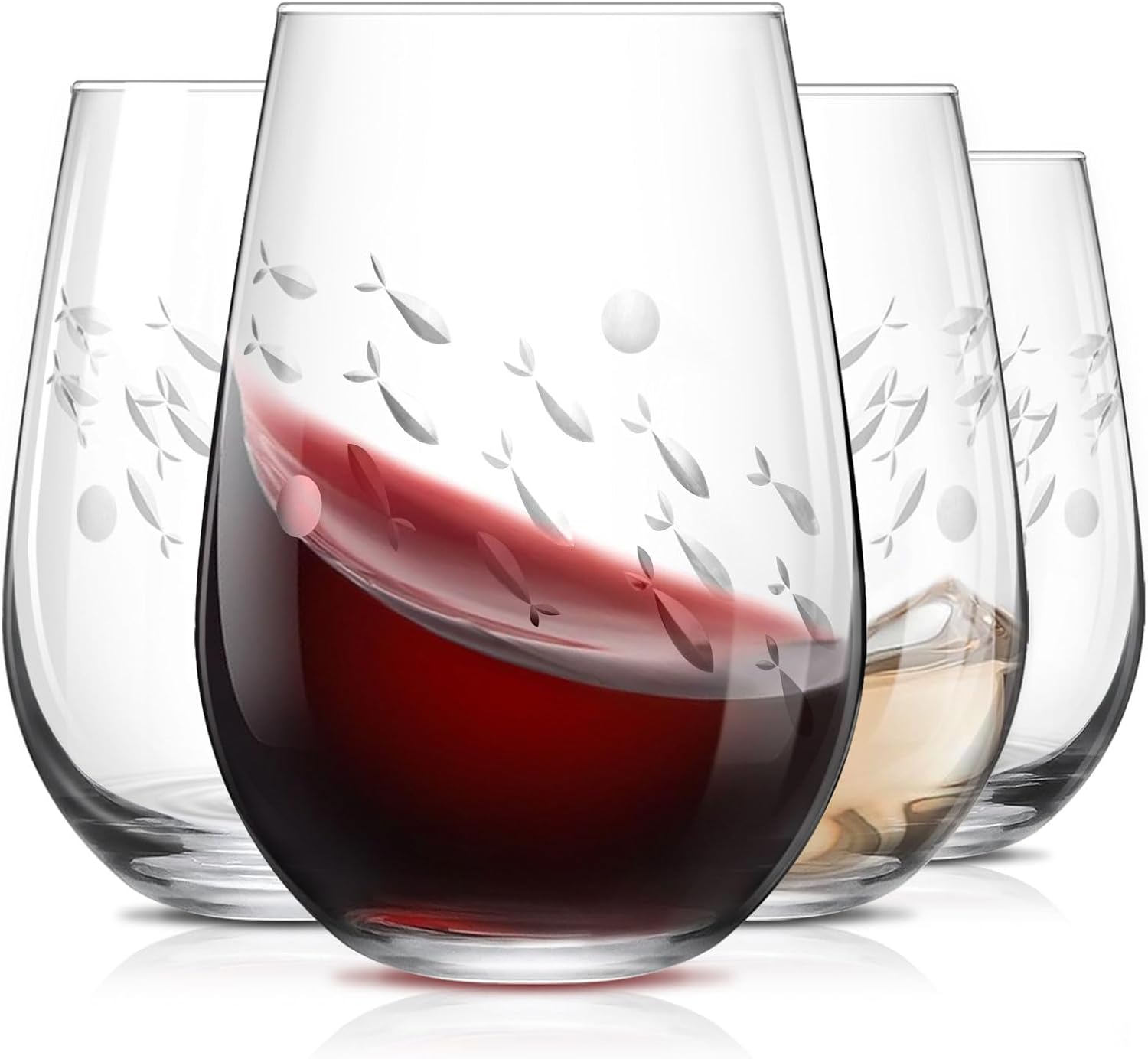 SHOSHIN Stemless Wine Glass Set of 4 for Elegant Wine Enjoyment
