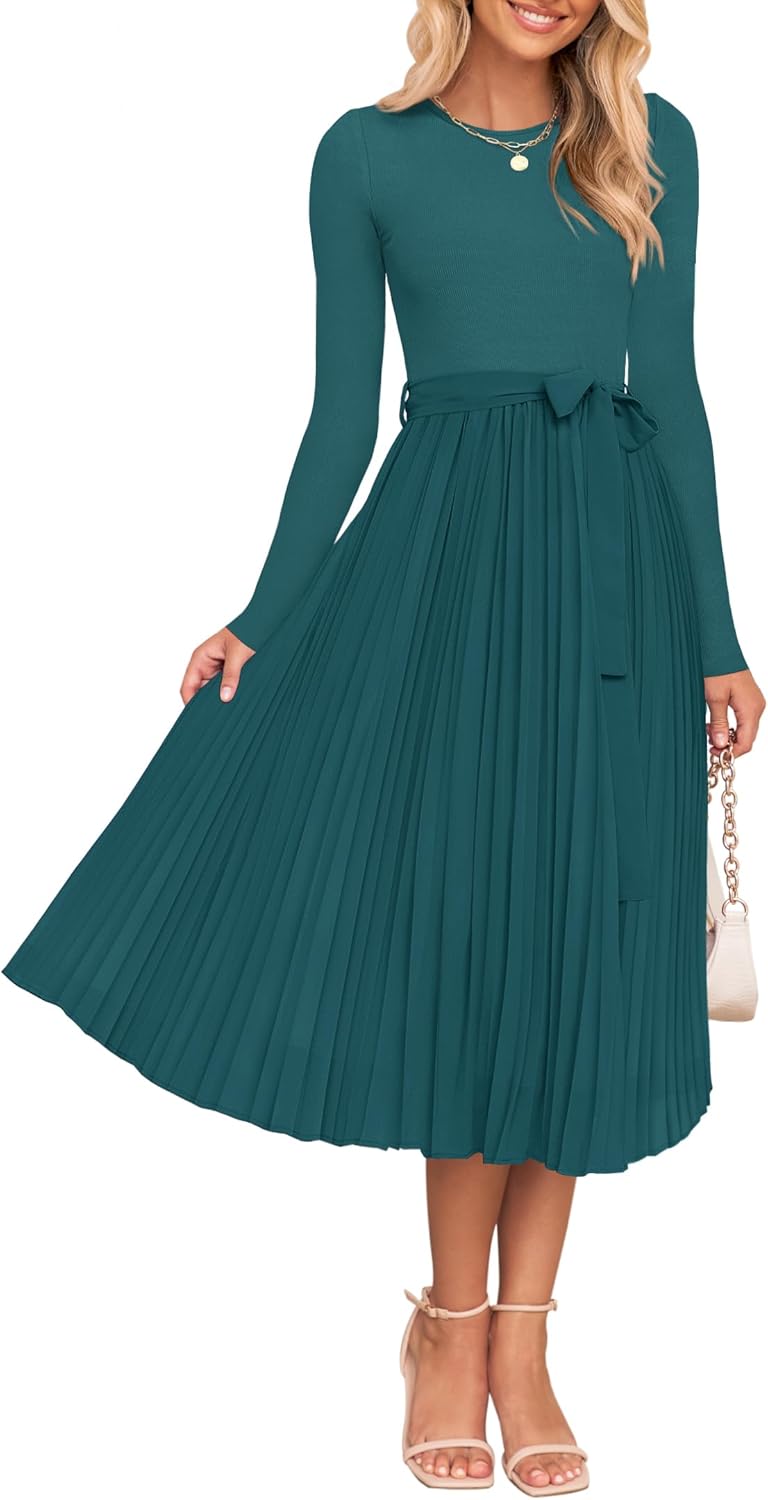 ZESICA Women's Fall Long Sleeve Midi Dress for Every Occasion