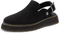 Women's Suede Platform Clogs with Slingback - Comfortable Latex
