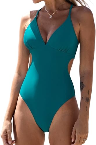 CUPSHE Women Crisscross Back Ruched One Piece Swimsuit Review