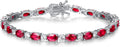 Birthstone Tennis Bracelet for Women 7in - Sterling Silver Ruby