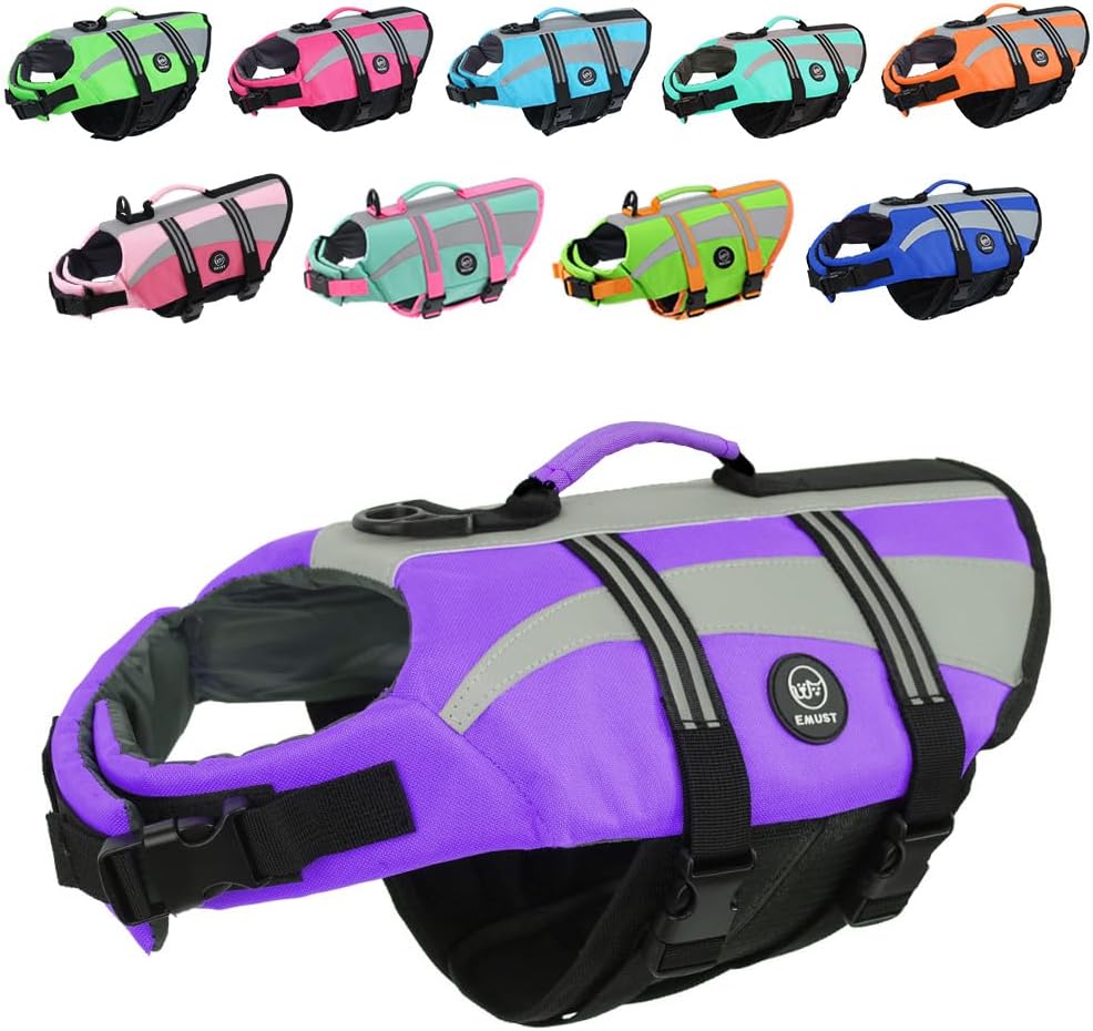 EMUST Dog Life Vests for Medium Dogs - High Visibility Safety
