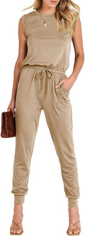 Womens Summer Sleeveless Jumpsuit - Comfortable Stretchy Crewneck Such