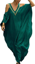 Turkish Cold Shoulder Kaftan Dress Cover Up - Flowing Maxi Beachwear