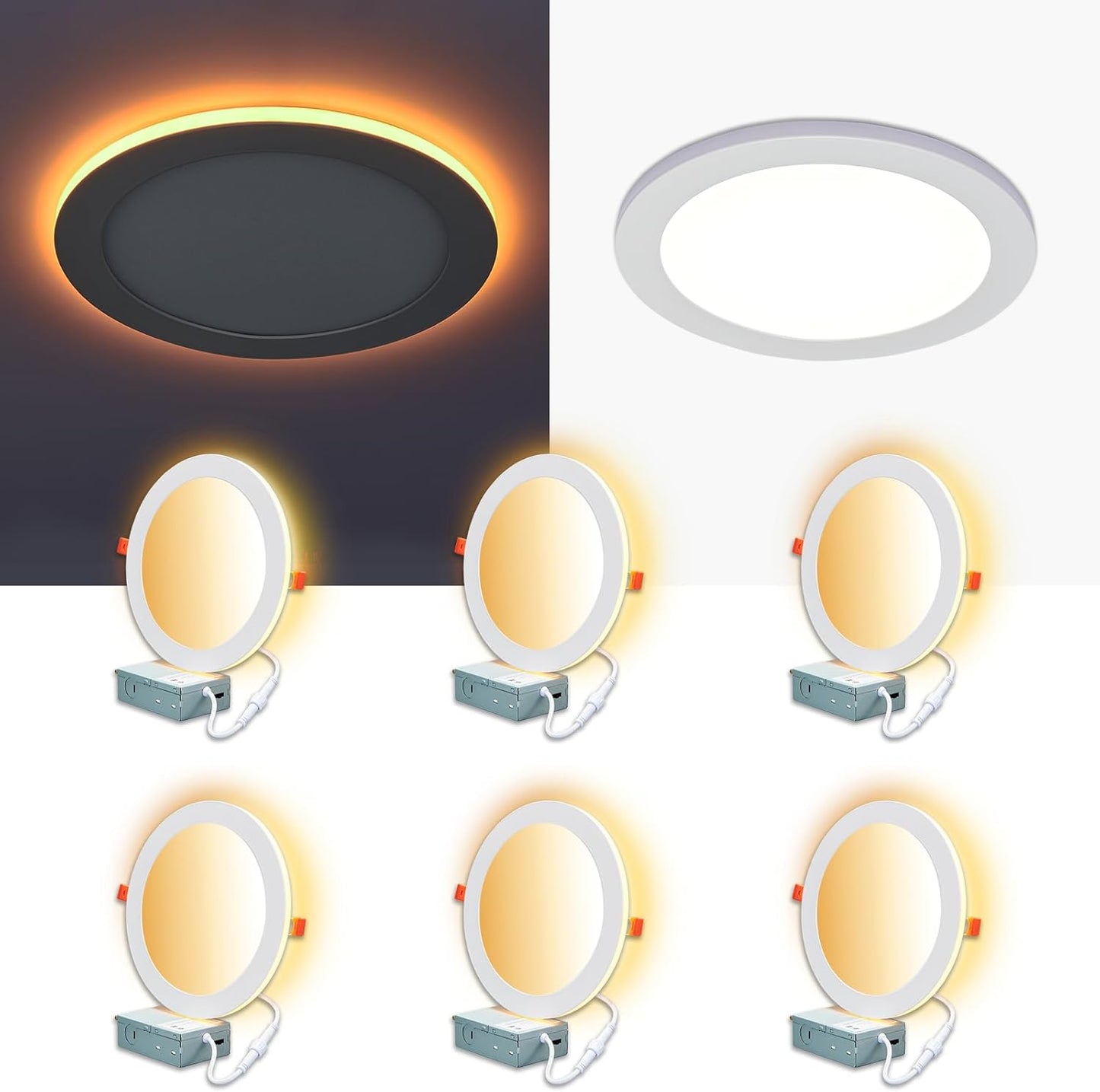 8 Inch LED Recessed Lights with Night Light and Dimmable Options