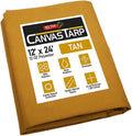 12 ft x 24 ft Tan Canvas Tarp 12 Oz Heavy Duty Water Resistant
