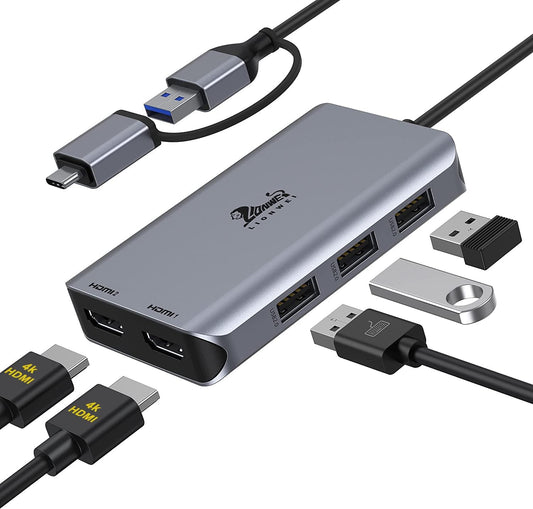 LIONWEI USB 3.0 Dual HDMI Docking Station for MacBook & PC