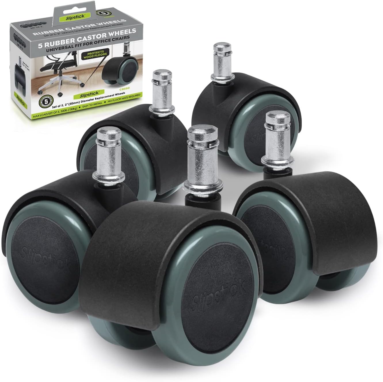 Premium Floor-Protecting Chair Caster Wheels Set - Slipstick