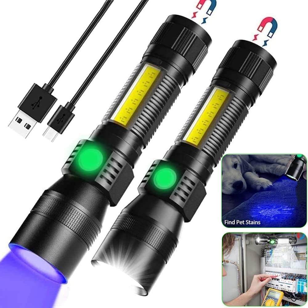 2000LM Rechargeable Black Light UV Flashlight - Detect Pet Stains Easily!