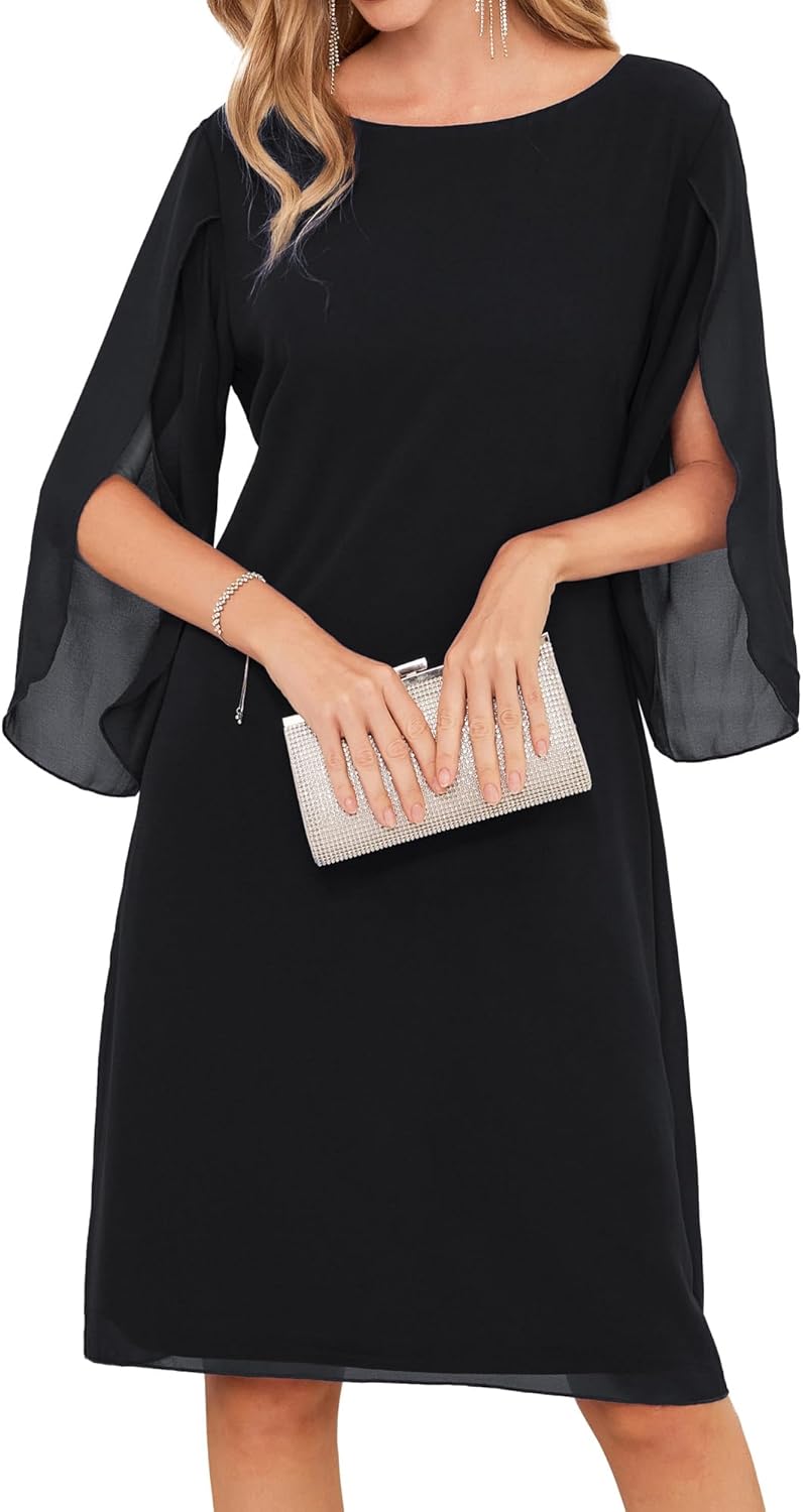 Chiffon Dresses for Women: Flutter Sleeve Party Wedding Dress
