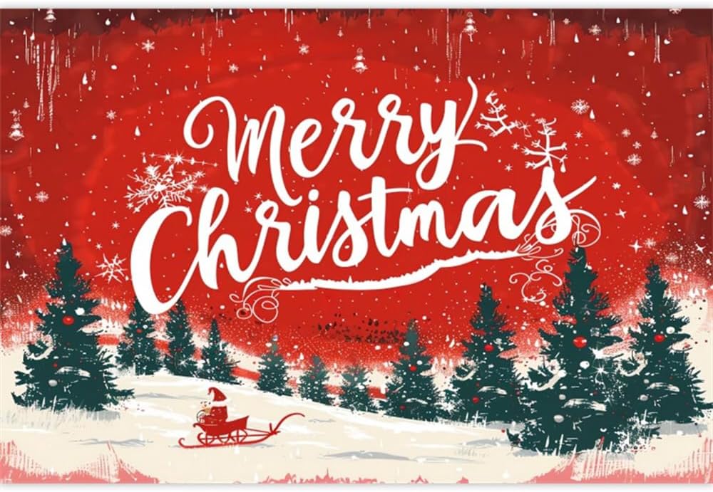 10x8FT Merry Christmas Backdrop for Winter Party Decorations