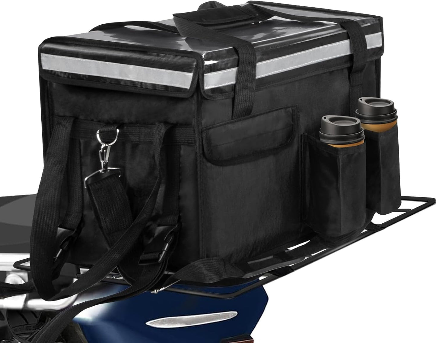 Insulated Bags for Food Delivery with Cup Holder and Fixed Base