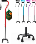 Quad Cane Adjustable Walking Cane with Offset Handle - Stable Upright