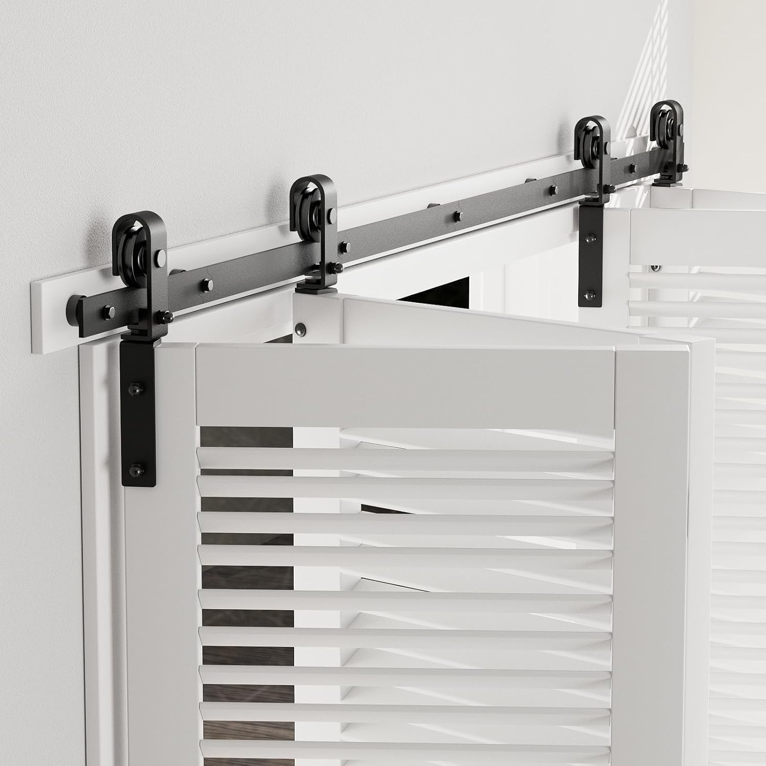 6FT Bi-Folding Barn Door Hardware Sliding Track Kit for 4 Doors