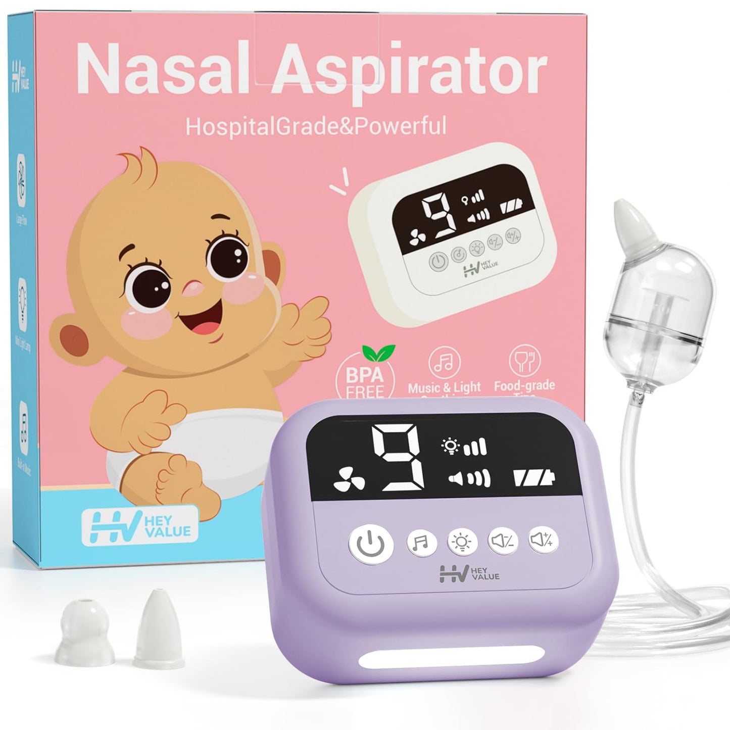 Nasal Aspirator for Baby with 9 Levels Suction and Night Light