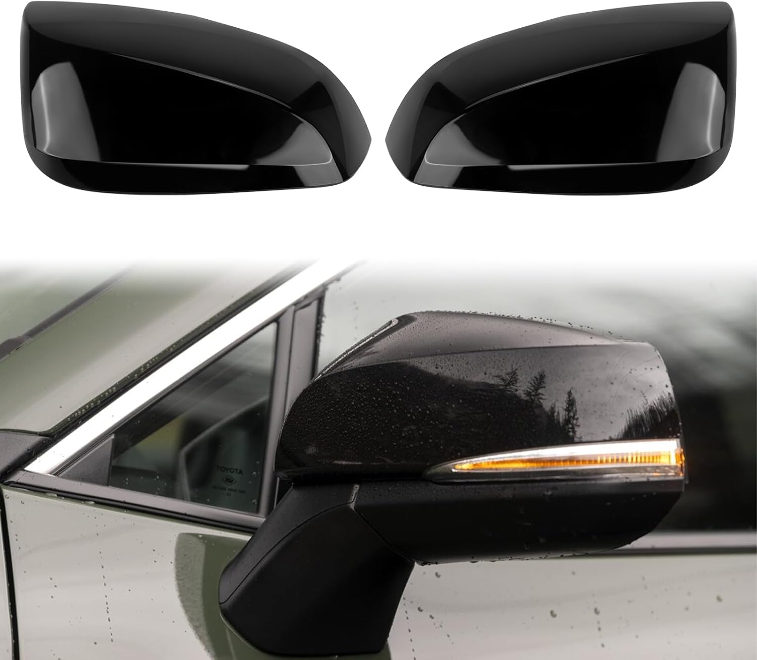 Glossy Black Direct Replacement Mirror Cover for Toyota RAV4 Models