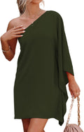 One Shoulder Batwing Sleeve Dress - Flowy Summer Party Look