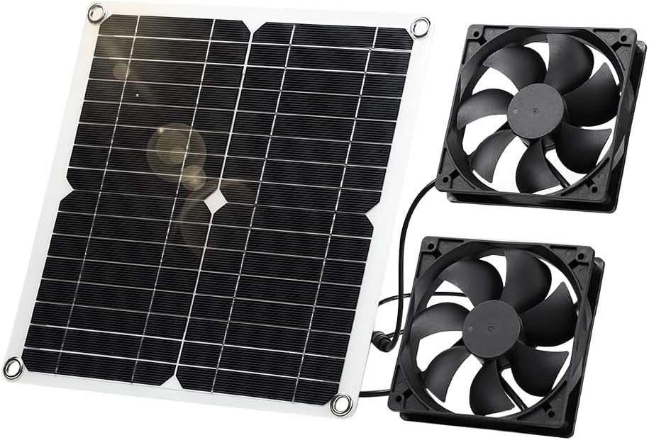 SUNYIMA 12W Solar Panel Fan Kit - Weatherproof DC Fan for Small Spaces