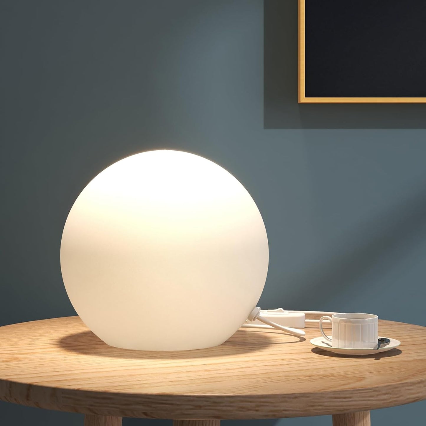 10 Inch Ball Table Lamp with Glass Shade for Bedroom and Office