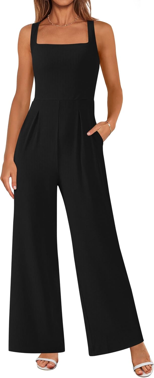PRETTYGARDEN Summer Sleeveless Jumpsuits for Women Dressy Style