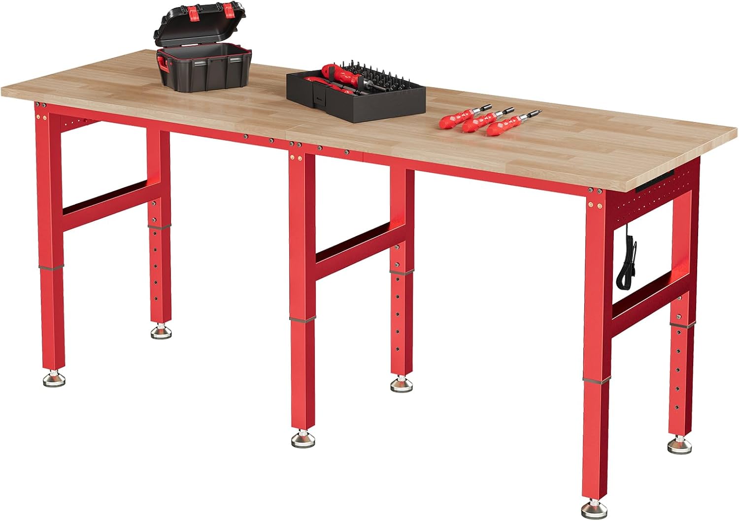 SPECRAFT 72 Red Adjustable Heavy Duty Workbench with Power
