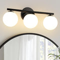 Black Globe Bathroom Light Fixtures 3-Light Vanity Light - Modern Milk