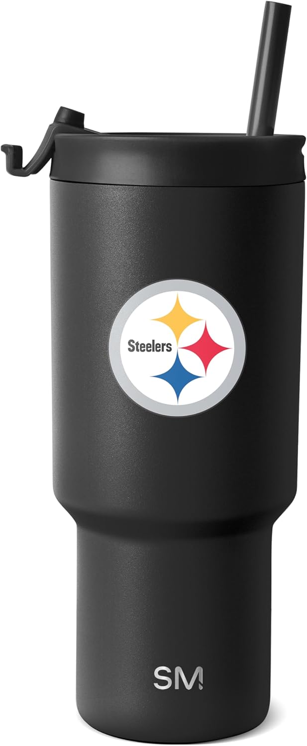 Pittsburgh Steelers 30 oz Tumbler with Flip Lid and Straws