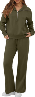 Lounge Sets For Women 2025 Half Zip Sweatshirt And Wide Leg Sweatpant