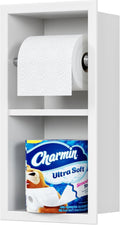 Recessed Toilet Paper Holder 304 Stainless Steel with Storage - Matte
