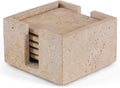 Marble Coasters Set of 6 Travertine 3.5 in Square Coasters - Elegant