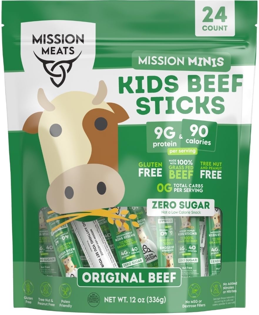 Mission Meats Kids Beef Sticks - Healthy Snacks for Kids