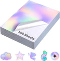 100 Sheets Holographic Sticker Paper 8.5 x11 in - Rainbow Printable