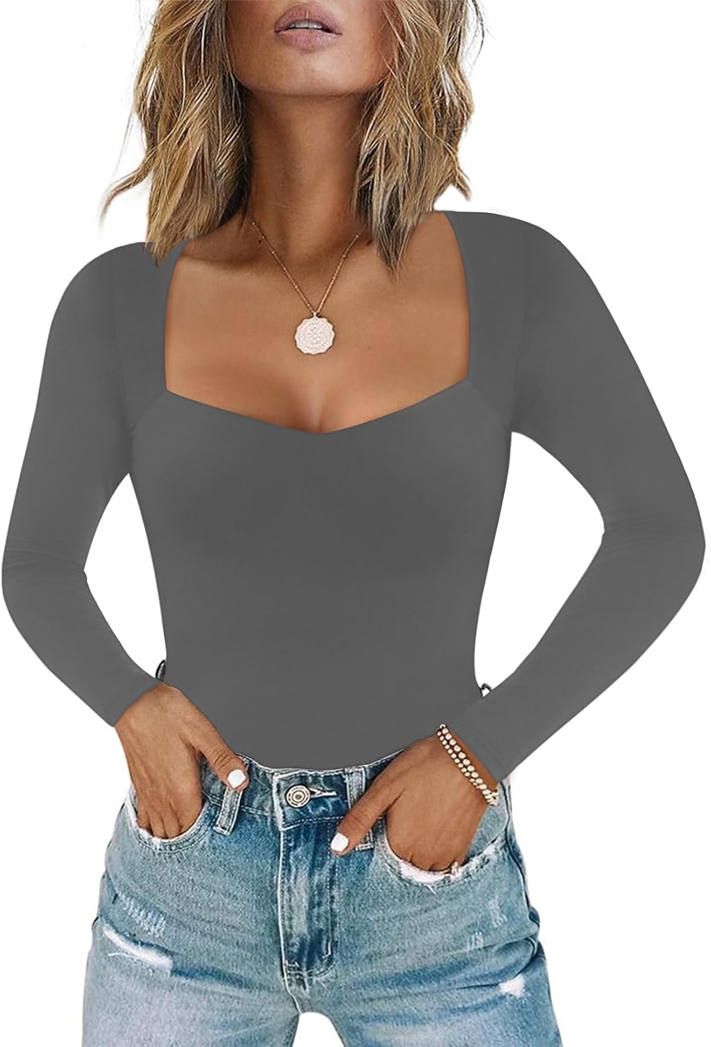 Chunpin Women's Sexy Sweetheart Neckline Bodysuit Tops Review