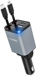 Flexino Retractable Car Charger 69W - Compact 4-in-1 Fast Charge