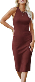 PRETTYGARDEN Women Bodycon Midi Dress - Flattering Summer Staple