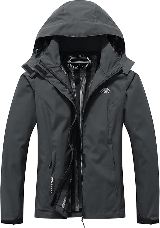 OTU Women's Waterproof Rain Jacket for Hiking and Travel