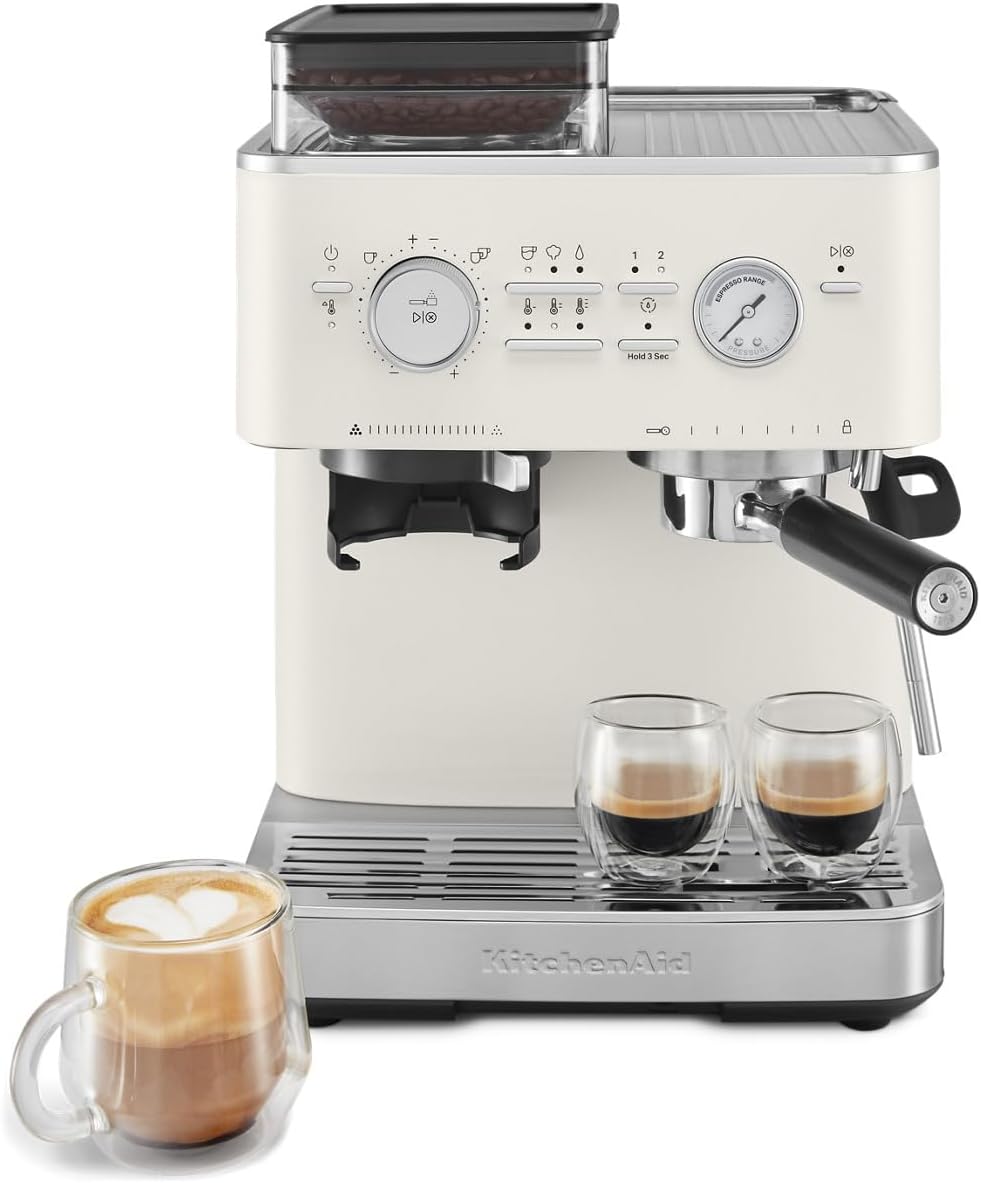 KitchenAid Espresso Machine with Burr Grinder - Perfect Brews in Porcelain White