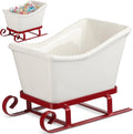 Sleigh Candy Dish for Christmas Ceramic and Metal Candy Jar - Festive
