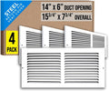 Steel Return Air Grille for 14x6 Duct Opening - 4 Pack