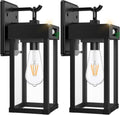 Outdoor Solar Wall Light Fixtures 2 Pack - Large Black Wall Sconces