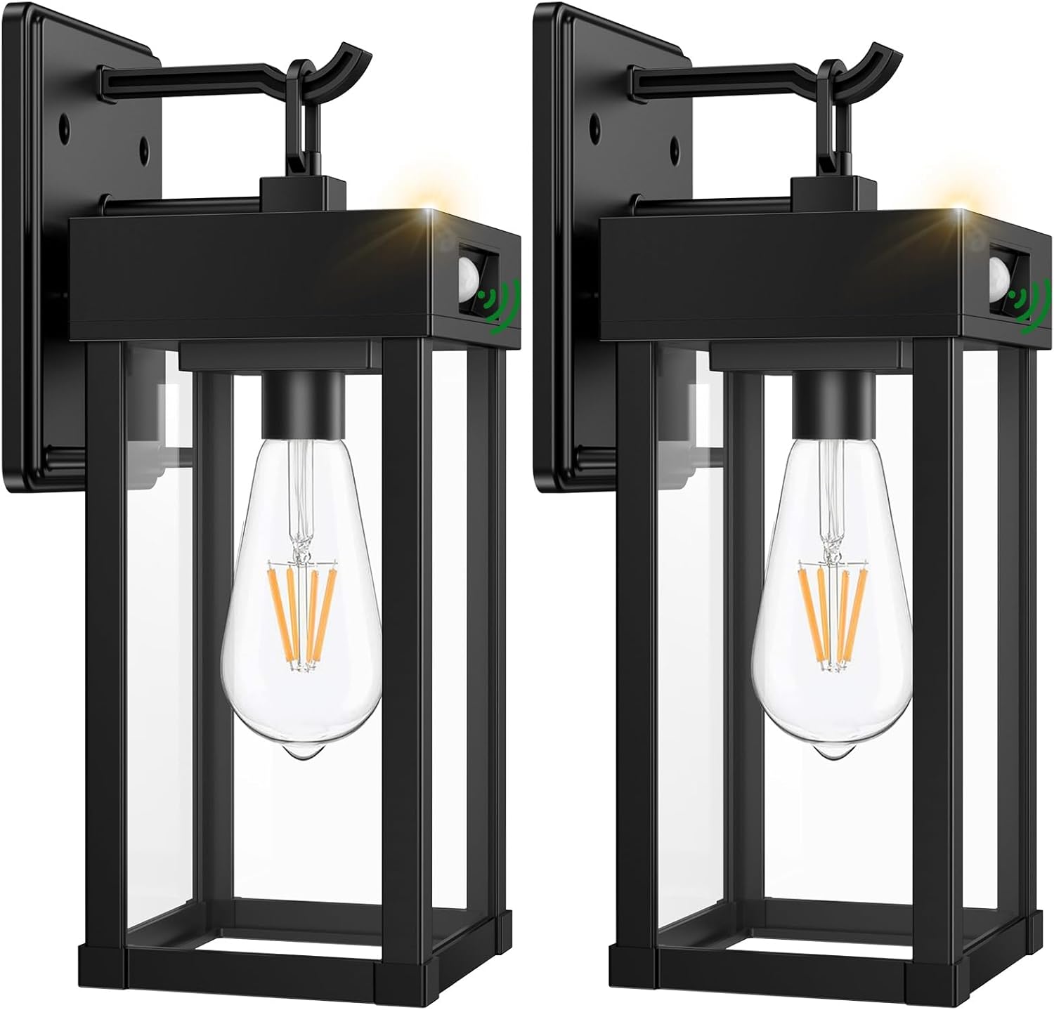 2 Pack Outdoor Solar Wall Light Fixtures with Dusk to Dawn Sensor