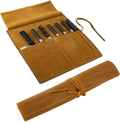 Genuine Leather Knife Roll with 7 Slots - Portable Chef Knife Case