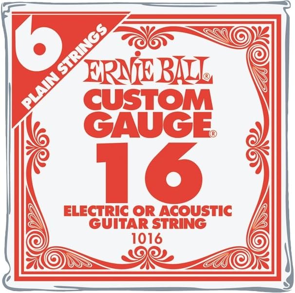 Ernie Ball .016 Nickel Plain Guitar String 6-Pack for Sharp Tones!